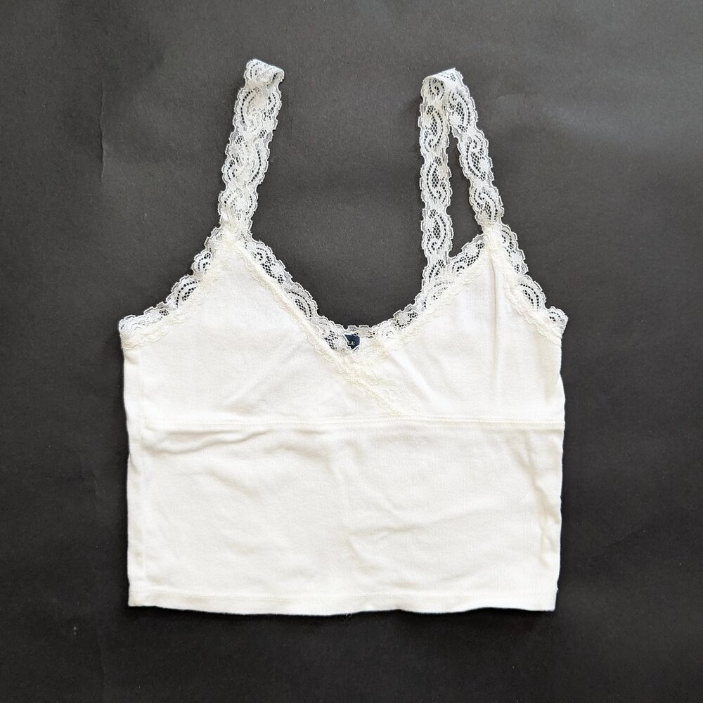 Brandy Melville White Lcace Strap Tank Top